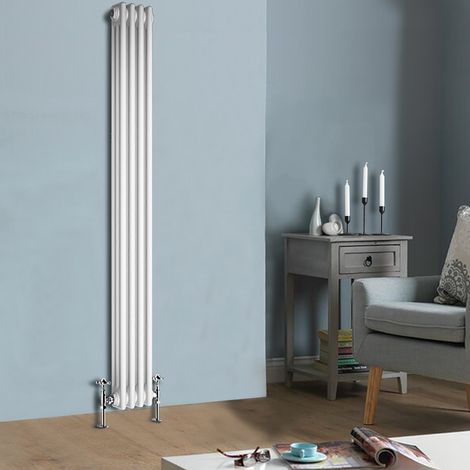 1800 x 200 mm Traditional White Vertical Cast Iron Radiator Triple Column (1/4)