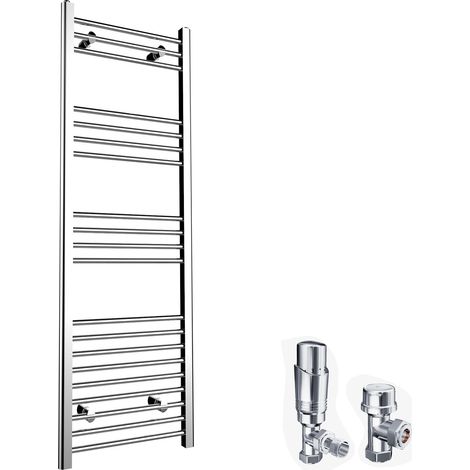 ELEGANT 1500 x 500mm Chrome Heated Towel Rail Designer Bathroom Radiator + Chrome Thermostatic Radiator Valves (1/5)