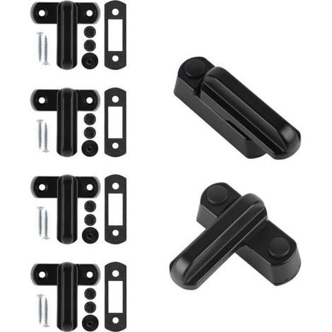 Serratura aggiuntiva per finestre Sash Jammer, 4 serrature per porte e finestre in lega di alluminio con 8 viti, sicurezza domestica, sicurezza bambini, nera (1/4)