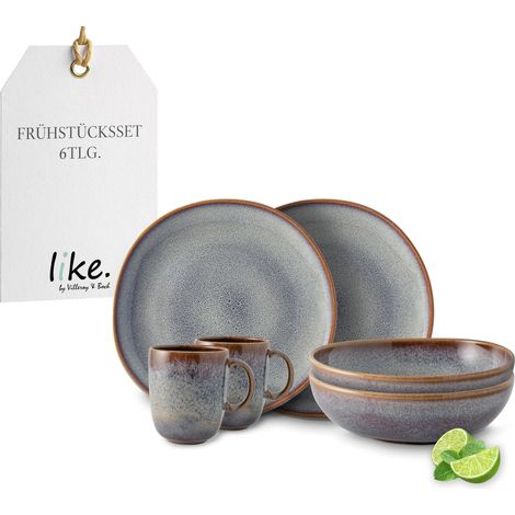 Ensemble De Vaisselle En Grès, 6 P., Look Poterie, Service Pour Le Petit-Déjeuner Pour 2 Personnes, Beige (1/5)