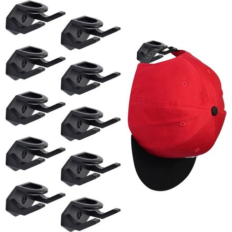 Ganchos para sombreros, paquete de 10, autoadhesivos, para colgar en la pared, para gorras de béisbol, para puerta, pared, gorras y bufandas. (1/4)