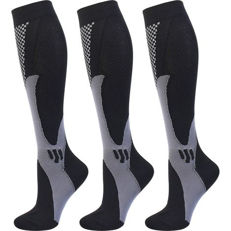 Chaussettes de compression montantes à compression graduée pour hommes et femmes, idéales pour la course à pied et le sport. (1/5)