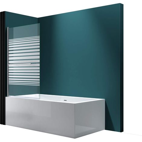 Mai & Mai Duschwand für Badewanne faltbar 180° Sicherheitsglas mit NANO Faltwand 94x140cm Duschabtrennung Badewannenaufsatz teilsatiniert