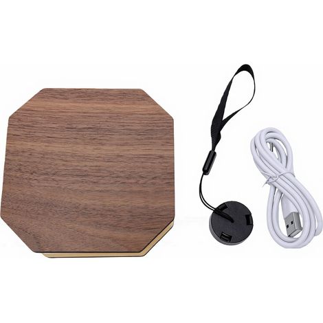 Lampe de lecture en bois 2,5 W, 2 couleurs, rechargeable, pliable, en accordéon, pour bureau, éclairage d'ambiance, finition noyer noir (1/5)
