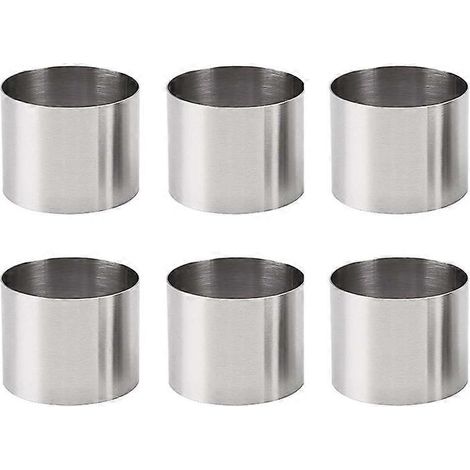 Lot de 6 emporte-pièces ronds en acier inoxydable, cercles à mousse, mini-emporte-pièces ronds pour biscuits, anneaux à œufs, outil de pâtisserie (1/5)