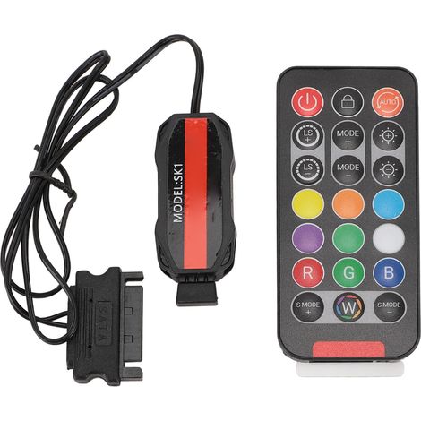 Kit de contrôleur de ventilateur PC ARGB, 21 touches, alimentation série ATA pour bande LED arc-en-ciel 5V à 3 broches (1/5)