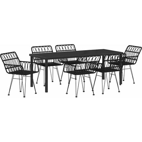 Maison Exclusive - Set da Pranzo per Giardino 7 pcs Nero