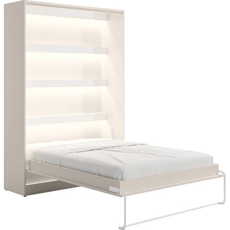 Letto estraibile 160 x 200 cm Apertura verticale manuale Con LED Beige - RAPILI