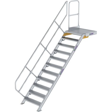 MUNK Treppe mit Plattform 45° inkl. einen Handlauf, 800mm Stufenbreite, 11 Stufen