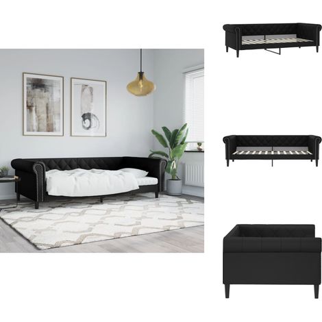 Lit de jour sans matelas noir 100x200 cm similicuir - Lit De Jour - Canapé Lit - Lit Invité - Meuble Salon - Mobilier Contemporain (1/5)