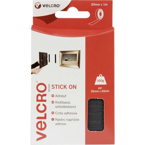 Klebeband velcro schwarz 20 millimeter 1 meter