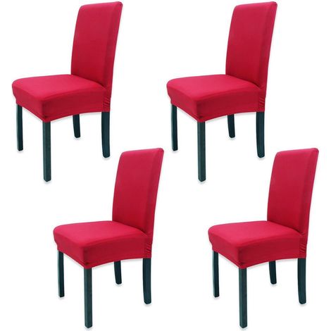 4er Set Stuhlhussen Rot, abnehmbar & waschbar, elastisch (1/5)