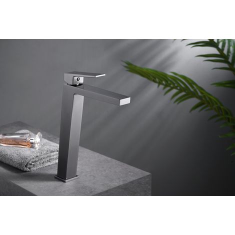 Robinet de lavabo haut avec mélangeur  Modèle ART  Couleur noir finition métal noir arme [ IMEX® ] (1/2)