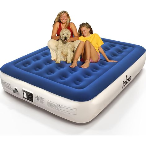 Matelas gonflable iDOO, modèle I-C-018, 203 x 152 x 33 cm, bleu (1/5)