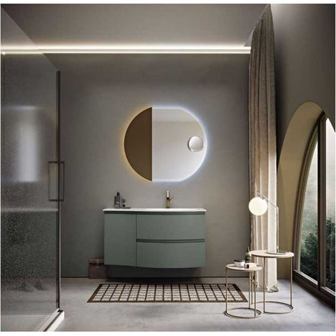 Mobile Bagno Vague105 cm SospesoVerde Opaco Base 2 cassetti e 1 anta - Lavabo in Resina (1/5)