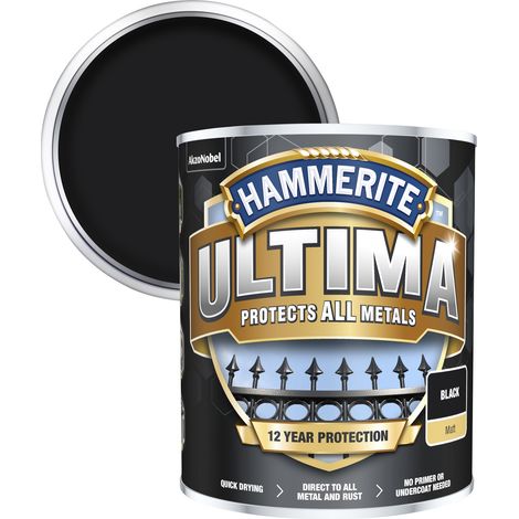 Hammerite 5362532 Ultima Metal Paint Matt Black 750ml HMMUMMBL750