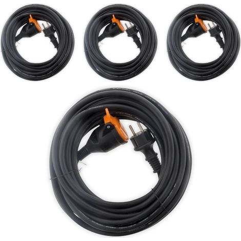Zenitech – Lot de 4 prolongateurs pour chantier 10m – HO7RN-F 16A 3G2,5mm² – Noir – Pour chantiers humides et terrains accidentés
