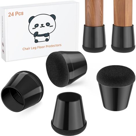 24 Patins, Silicone Noir, Feutre Épaissi, Pieds Ronds Carrés, Intérieur Maison (1/5)