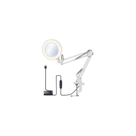 Flexible Klemm-Schreibtischlampe mit 8-facher Vergrößerung. Dimmbare LED-Schreibtischlampe mit 3 Farbmodi und 10 Helligkeitsstufen – Crezuo (1/4)