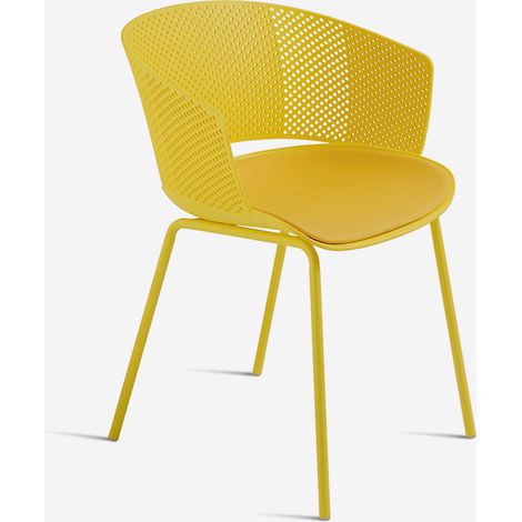 Sedia moderna da interno con seduta in PU Cutolo - Giallo