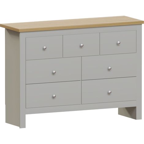 Arlington 7 Drawer Chest of Drawers Bedroom Storage Furniture, Grey