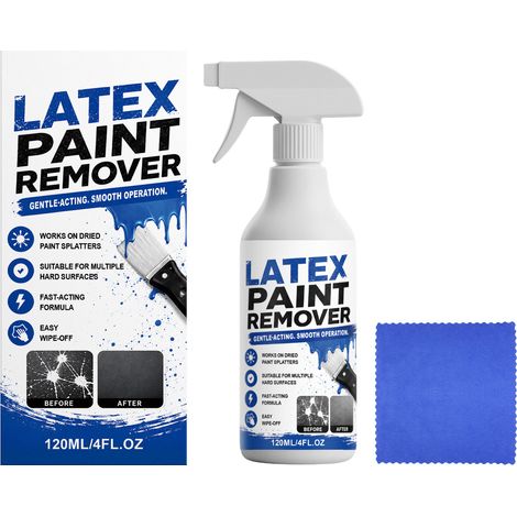 Le décapant à peinture en latex en spray nettoie en douceur les taches de peinture sur le verre, le carrelage, les sols et les murs. Spray nettoyant portable 120 ml, 1 chiffon inclus. (1/5)