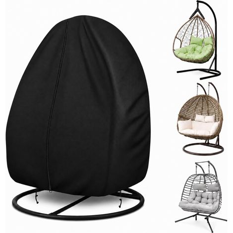 Housse de protection pour fauteuil suspendu - 230 x 200 cm - Tissu Oxford 420D - Avec fermeture éclair - Cordon de serrage - Grande bâche de protection pour fauteuil à œufs et fauteuil (1/5)