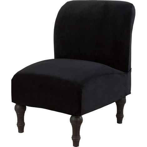 Armless chair covers, stretchable and removable, furniture protectors, stretchable, washable chair covers for home and hotel use (black, velvet) (1/5)