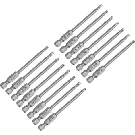 15pcs T15 Torx Tête Tournevis Embout S2 Acier Magnétique 3" Long (1/5)