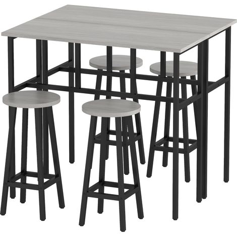 GagaEnsemble table de bar style industriel 6 pièces, 2 tables hautes avec 4 tabourets - acier et panneaux de particules - 4 personnes (1/5)