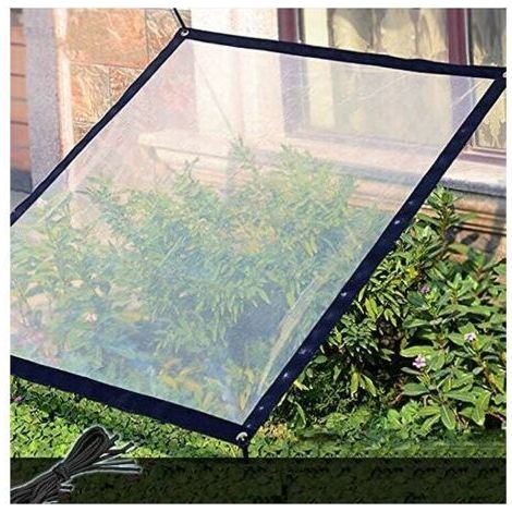 [JAMAIS UTILISÉ]Bâche transparente imperméable avec œillets - 2 x 2 m - Bâche pliable et résistante aux intempéries - Corde incluse (1/5)