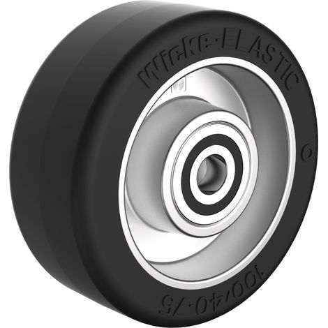 Roue caoutchouc EASYROLL® NOIR, 100 x 40 alésage 12 longueur de moyeu 40 mm roulement à billes (1/2)