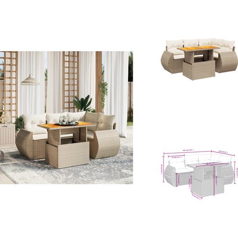 Salon de jardin avec coussins 5 pcs beige résine tressée - Ensemble Salon De Jardin - Meuble Extérieur - Résine Tressée - Rotin Synthétique - Mobilier De Jardin (1/3)