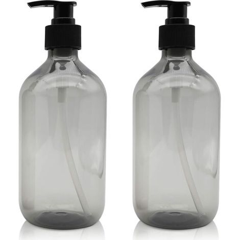 pair Aiperq 2 Pièces Distributeur de Savon 500 ML, Flacons Vides à Pompe à Pression Vide en Plastique, Rechargeable pour huiles essentielles, lotions, shampooing, après-shampoing (Gris)