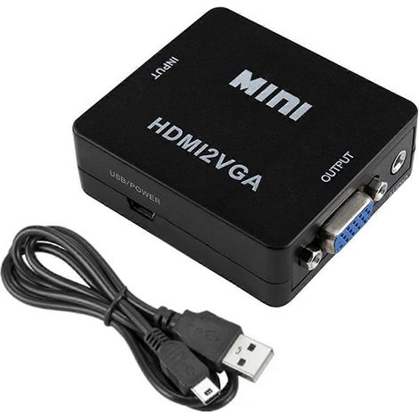 Adaptateur convertisseur HDMI vers VGA compatible 1080p pour PC, ordinateur portable et TV (noir) (1/5)