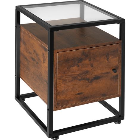 Table de chevet Style industriel 40 x 43 605 cm Bois foncé (1/5)