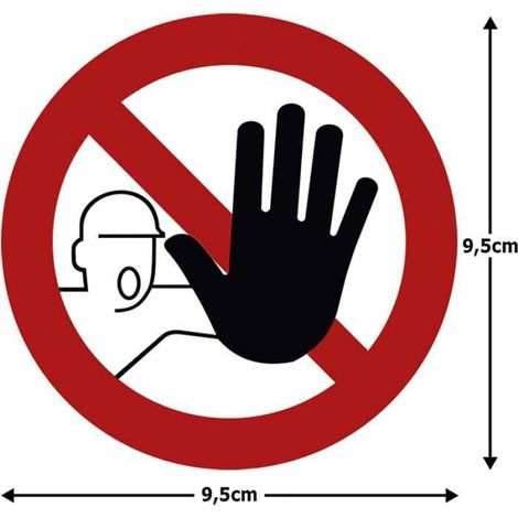 Lot de 5 panneaux d'interdiction d'accès, en plastique, signalisation, avertissement, rouge, fonctionnel/avertissement, 9,5 x 9,5 cm (1/3)