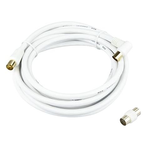 Coaxial RG-59 75 Ohm Cable IEC 3/8" Male to Male Connector Female to Female Adaptor - DVB-T2 Satellite Cable (1/5)