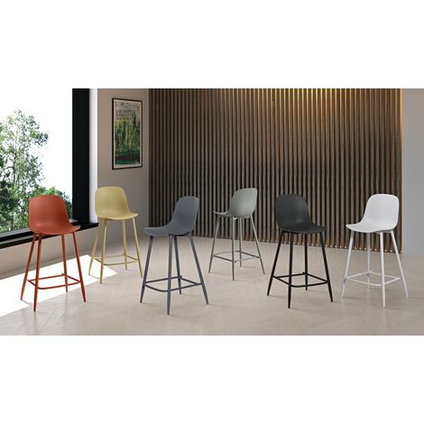 Frida - Sgabello in polipropilene nero - Set da 2 pz