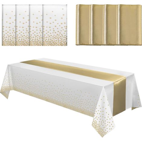 Lot de 10 nappes,chemin de table,jetable,satin,décoration,mariage,anniversaire (1/5)
