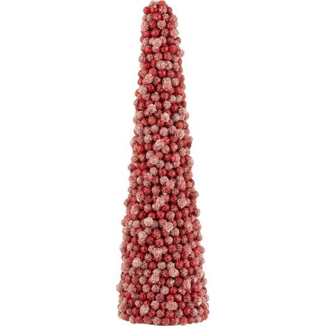 Cône de Noël Déco "Baies" 61cm Rouge (1/2)
