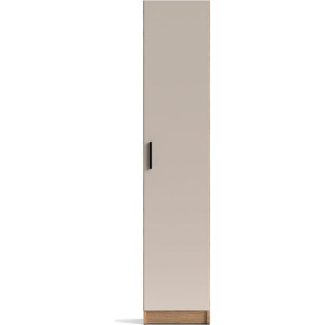 Pegane – Armoire multifonctionnelle 1 porte 4 étagères – Panneau mélaminé beige/chêne – Dimensions 37x180x34,4 cm – Rangement optimisé pour tous espaces (1/5)