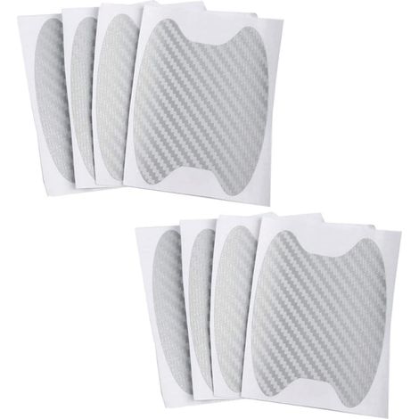 Lot de 8 films de protection de peinture universels pour poignée de portière de voiture en fibre de carbone Argenté 6,8 x 8,5 cm (1/5)