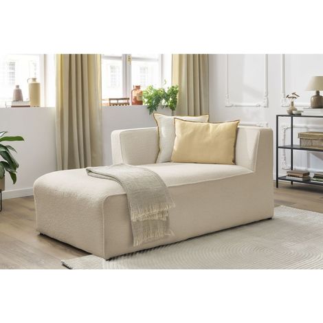 BOBOCHIC - Méridienne pour canapé modulable MEGEVE tissu bouclette Angle gauche  Beige (1/5)