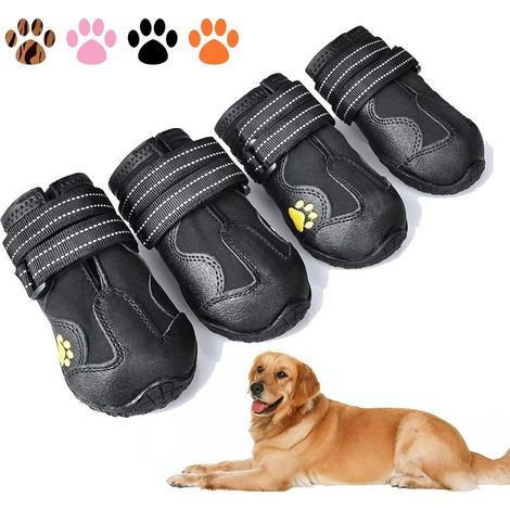 Bottes pour chien, chaussures imperméables pour chien, bottes pour chien avec semelles antidérapantes réfléchissantes et chaussures d'extérieur antidérapantes pour chiens de taille moyenne, lot