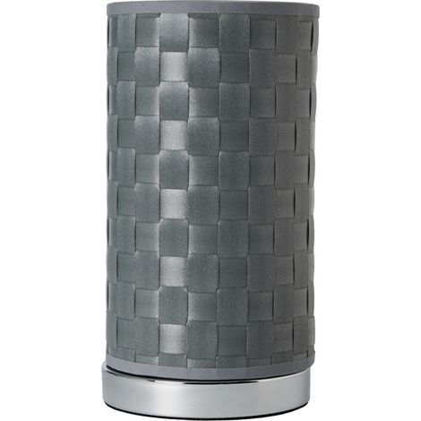 Litecraft Sovin Table Lamp With Silver Woven Cylinder Shade - Polished Chrome (1/5)
