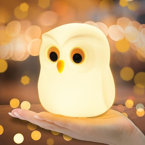 Veilleuse Enfants - Veilleuse Bébé En Silicone Souple - Lampe Hibou Avec Contrôle Tactile Et 7 Couleurs - Pour Chambre Ou Salle De Bain - 1 Pièce