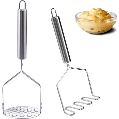 2 Pièces Presse Purée Ecrase Pomme de Terre Presse-Purée Inoxydable Ecrase Purée Manuel pour la Légumes Et Fruits Passe au Lave-Vaisselle (1/5)