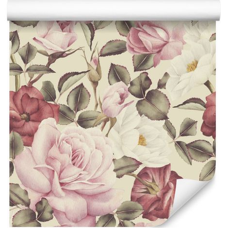 Papier peint Fleurs et roses style aquarelle 50x1000 cm (1/5)