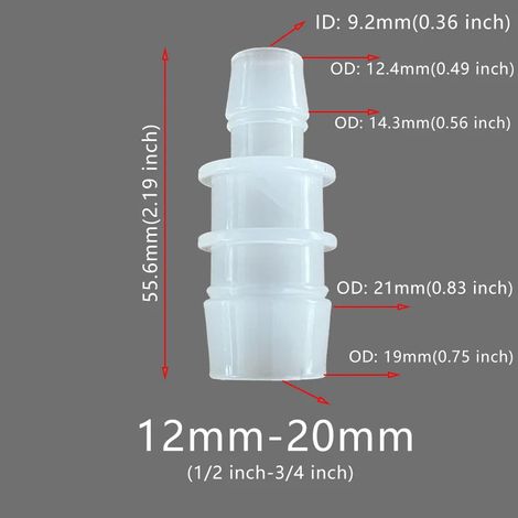 (5 pièces, 12-20 mm) 5 raccords flexibles en plastique pour tuyau d'arrosage, réducteurs à embout cannelé, adaptateurs et épissures pour la réparation de tuyaux d'eau, de jardins, d'aquariums et de la (1/5)